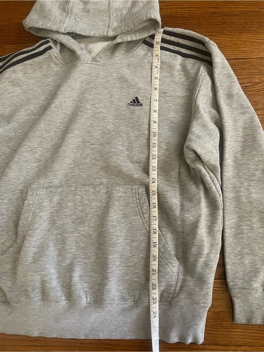 Vintage Y2K Oversized Adidas Classic Basic Gray Pullover Hooded Sweatshirt